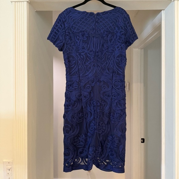 JS Collections Soutache & Mesh Navy Blue Sweetheart Neckline Dress Office Sz 10 - Picture 9 of 9